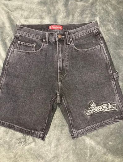 Supreme Handstyle Denim Painter Short "Black"