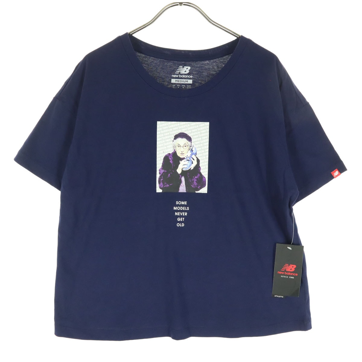 未使用 NEW BALANCE ニューバランス プリント 半袖 Tシャツ M ネイビー
