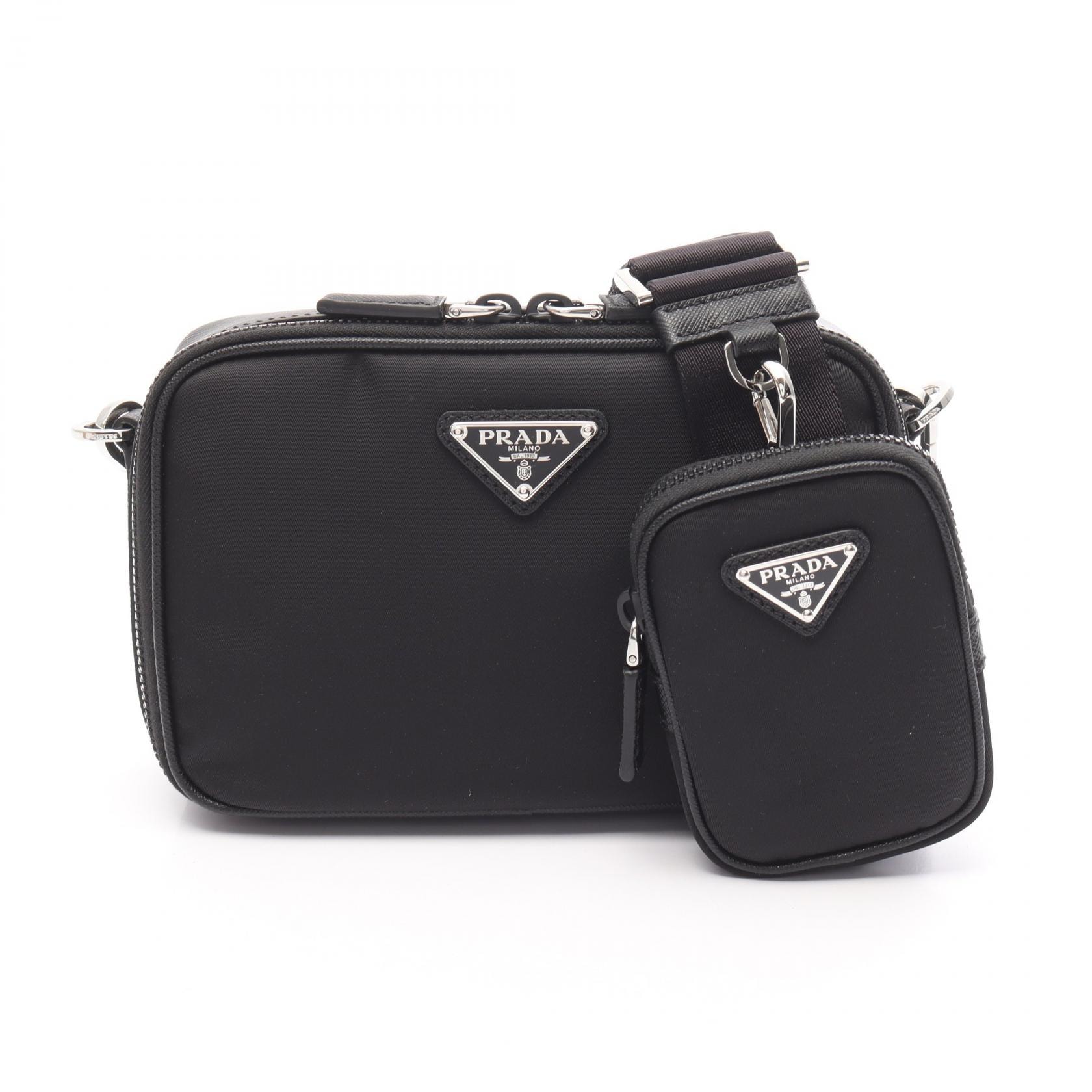 プラダ PRADA ブリック ショルダーバッグ バッグ ナイロン サフィアーノレザー メンズ ブラック系 2VH0702DMHF0002 【新品】