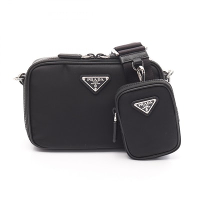 プラダ PRADA ブリック ショルダーバッグ バッグ ナイロン サフィアーノレザー メンズ ブラック系 2VH0702DMHF0002 【新品】