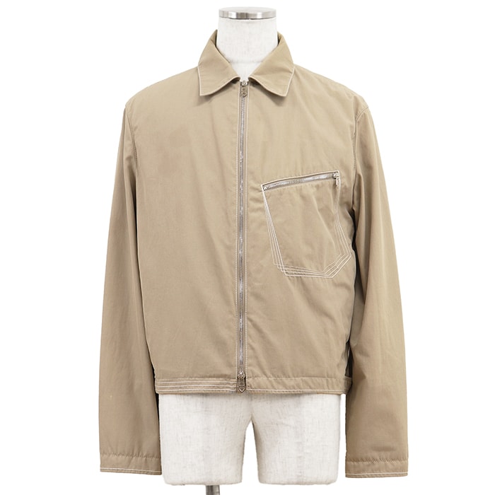 HERMES エルメス ブルゾン サイズ 48 メンズ シグネチャー ロゴ セリエボタン クルードセル ステッチデザイン ジップアップ ジャケット ライト アウター ベージュ イタリア製