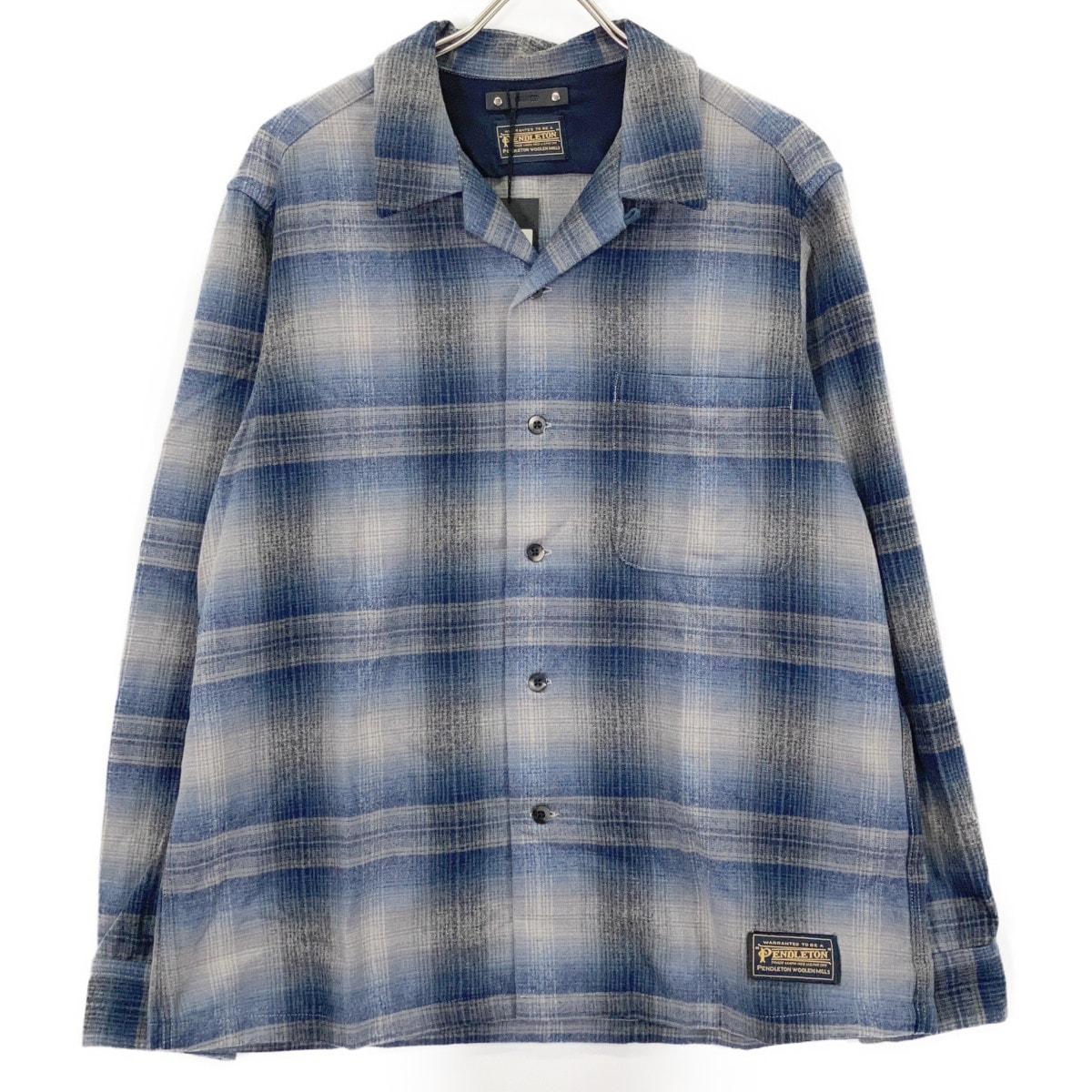 マインデニム ×PENDLETON 25SS MND-PDL503 ブルー×グレー ウールフランネル W.Plaid Open Collar SH/オープンカラーチェックシャツ 1