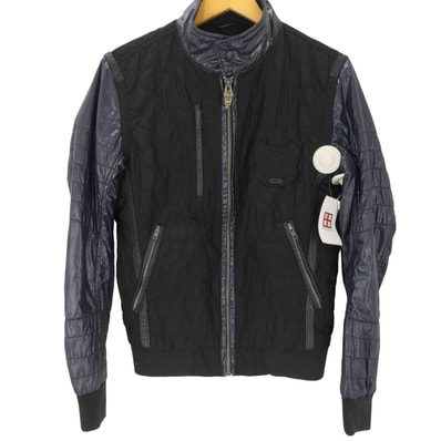 90-00S OLD 78 IND. エンブレム パッチ スイッチング シャイニー アーム 凹凸 ハニカム キルティング ボンバー ジャケット ブルゾン Y2K【1142327396820】