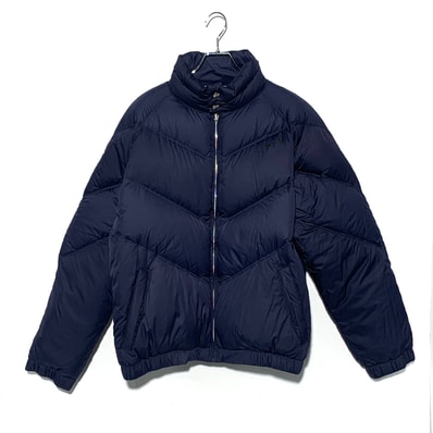 STUSSY CHEST LOGO PRINT DOWN JACKET Navy