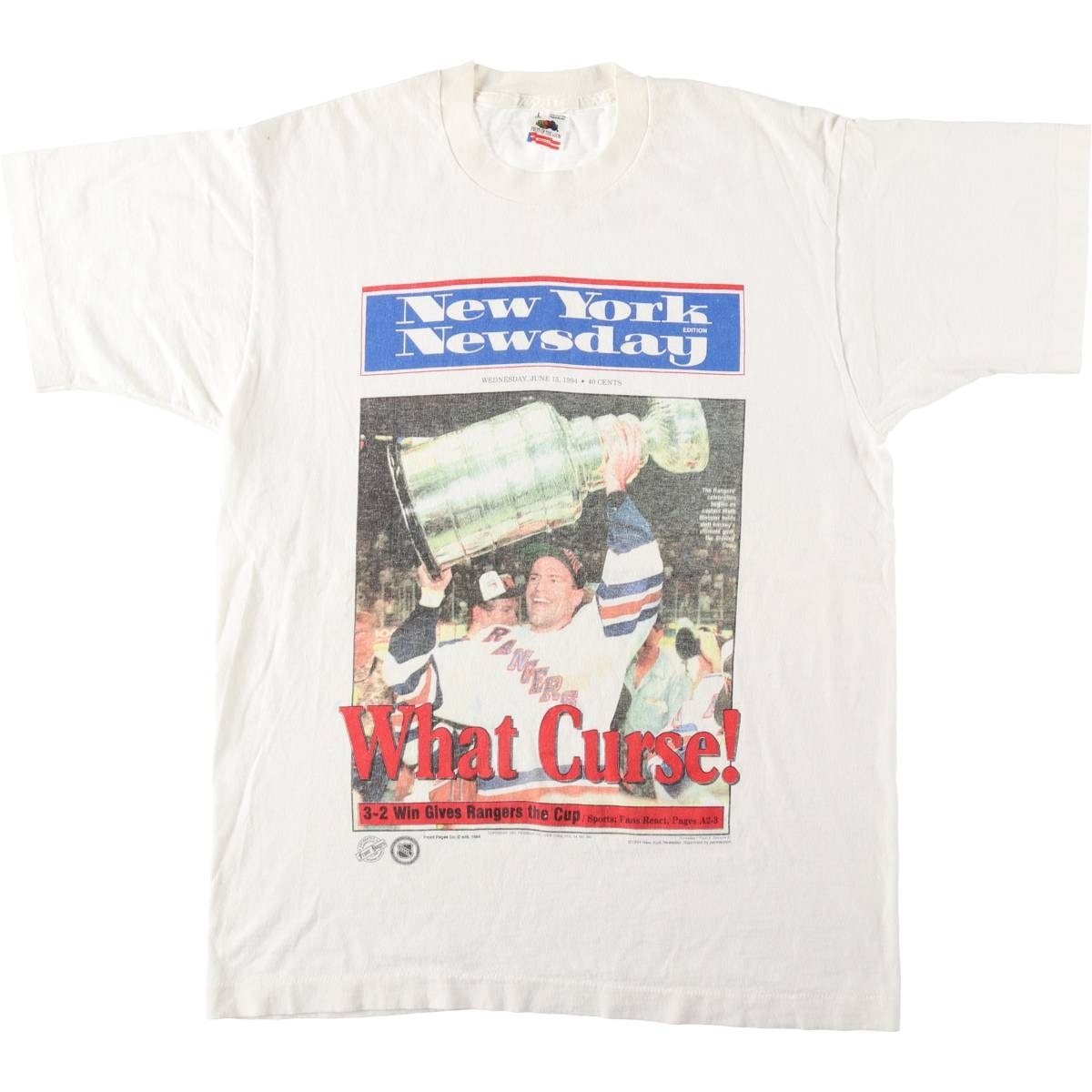 古着 90年代 フルーツオブザルーム FRUIT OF THE LOOM NHL NEW YORK RANGERS ニューヨークレンジャーズ スポーツプリントTシャツ USA製 メンズL相当 ヴィンテージ/eaa630930