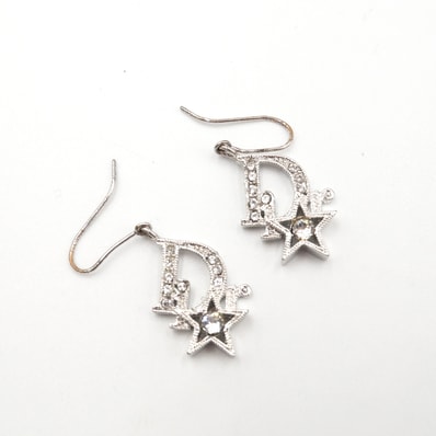 Christian Dior(クリスチャン・ディオール)Dロゴ スター ヴィンテージ フックピアス ラインストーン シルバー レディース【中古】