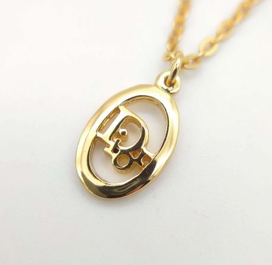 【美品】クリスチャンディオール DIOR ロゴネックレス ゴールド