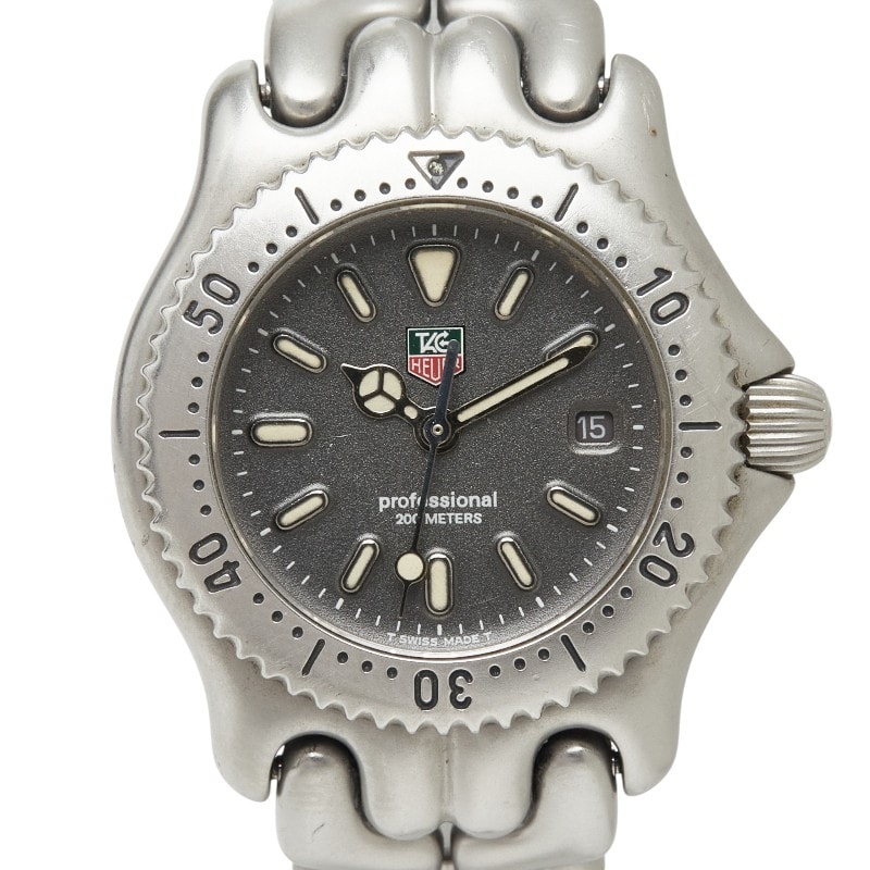 タグホイヤー プロフェッショナル セル 腕時計 S99.215 クオーツ グレー文字盤 ステンレススチール レディース TAG HEUER 【中古】