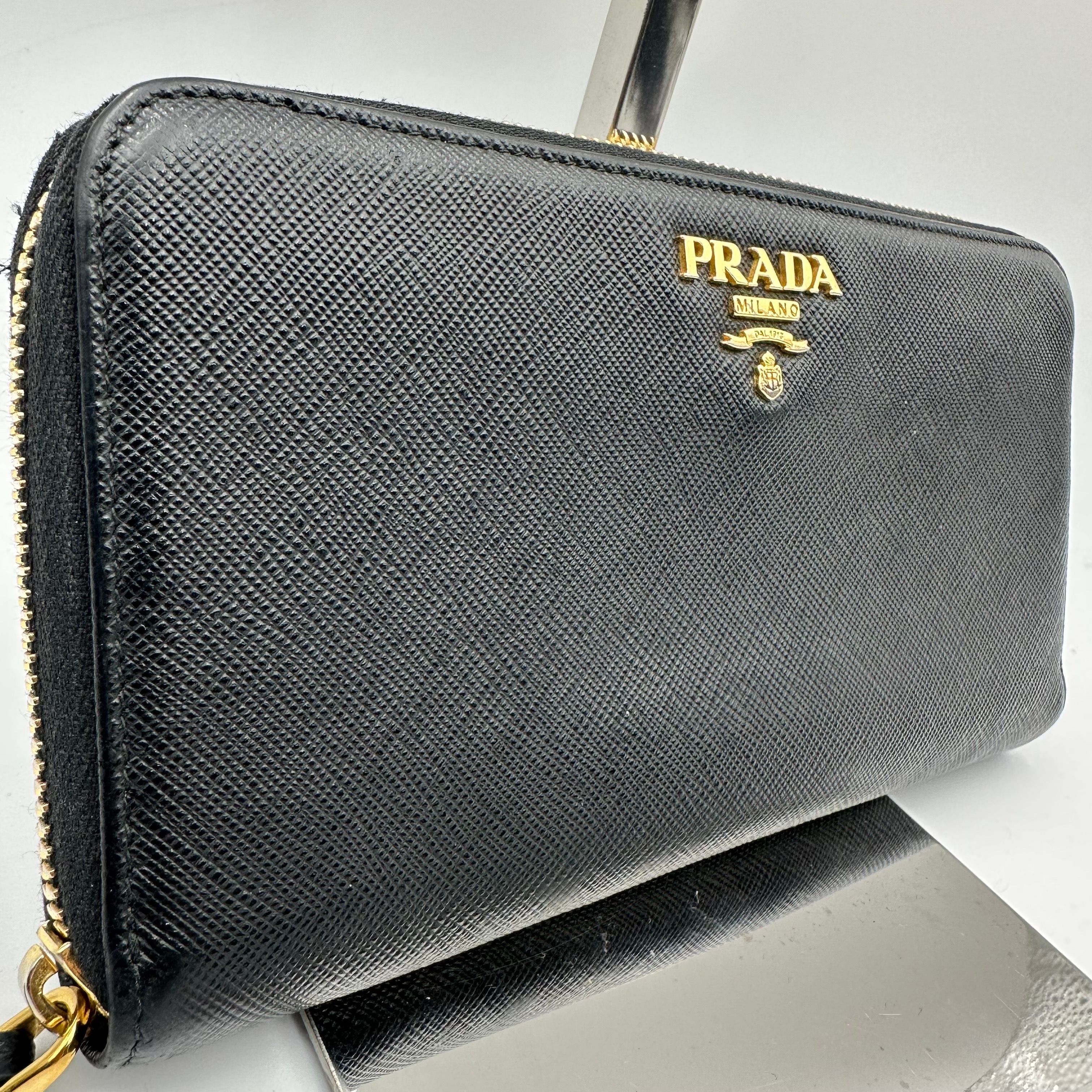 PRADA Large Saffiano Leather Wallet "Black"