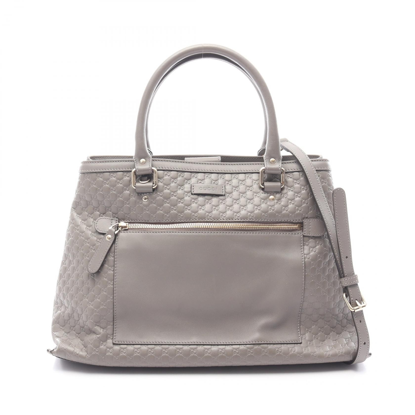 グッチ GUCCI マイクログッチシマ 2WAY ハンドバッグ バッグ レザー レディース グレー系 510291 【中古】