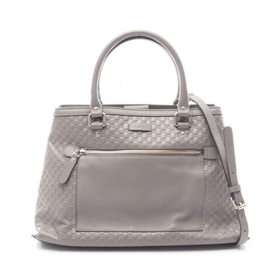グッチ GUCCI マイクログッチシマ 2WAY ハンドバッグ バッグ レザー レディース グレー系 510291 【中古】