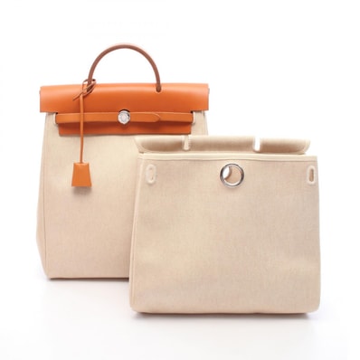 エルメス HERMES エールバッグ アドPM リュックサック バックパック バッグ キャンバス レザー トワルアッシュ / ヴァッシュハンター トワルアッシュ ナチュラル □C刻印(1999年製造) レディース ベージュ系