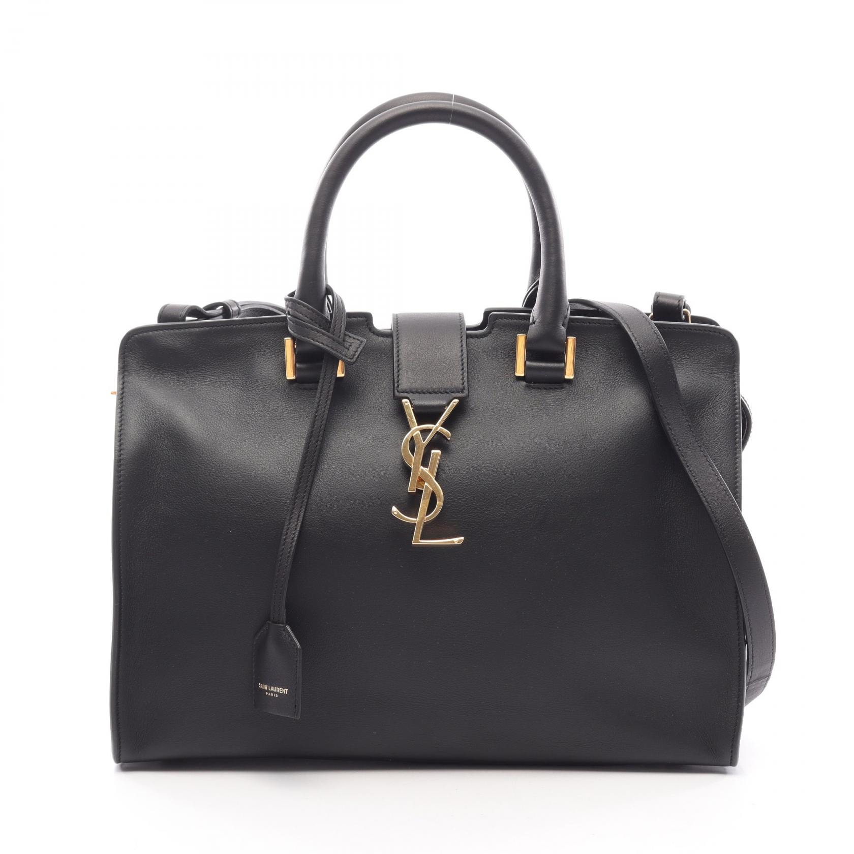 サンローランパリ SAINT LAURENT PARIS カバス スモール モノグラム 2WAY ハンドバッグ バッグ レザー レディース ブラック系 394461 【中古】