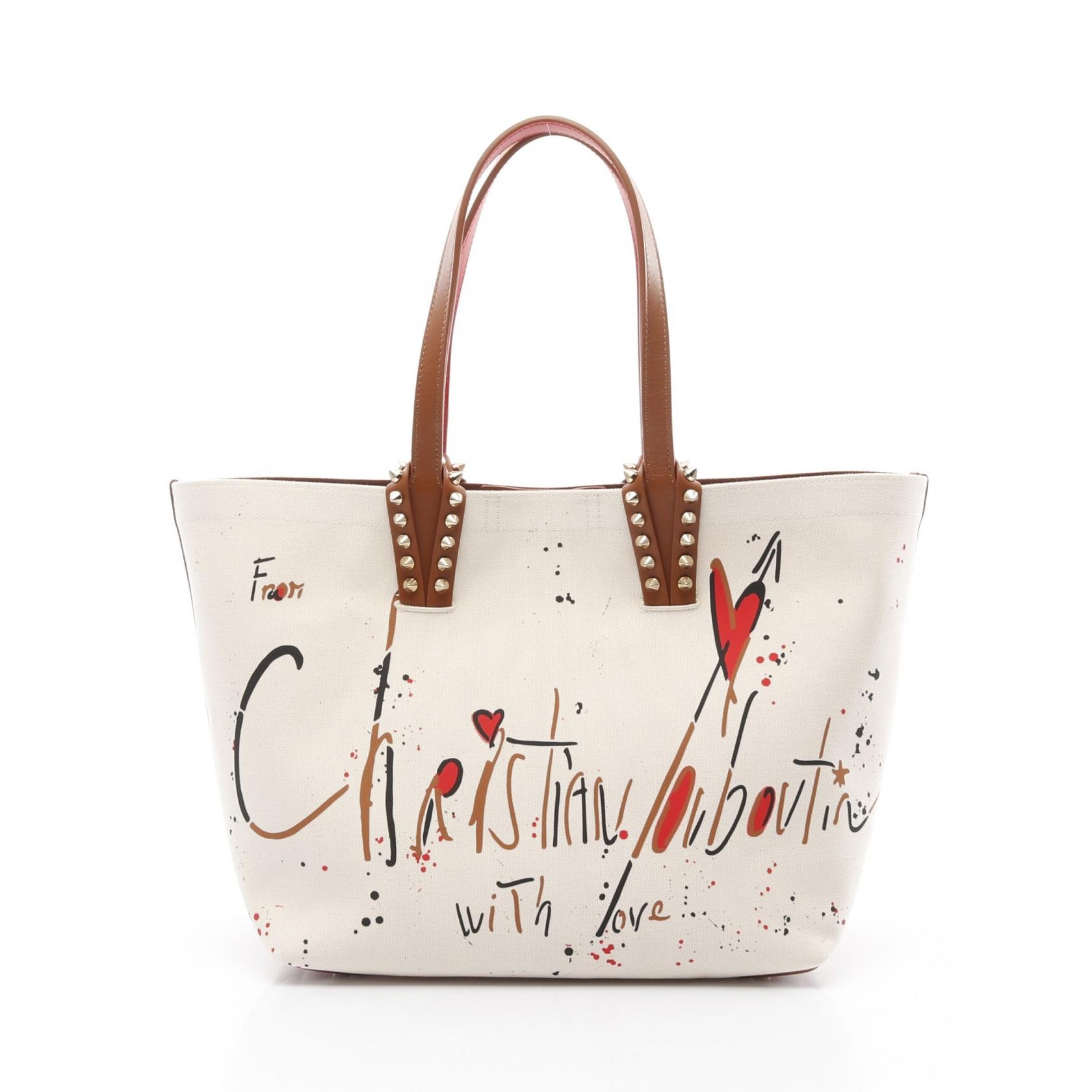 クリスチャンルブタン Christian Louboutin CABATA BEACH BAG SMALL トートバッグ バッグ キャンバス レザー レディース アイボリー系 / ブラウン系 / マルチカラー 1255257N005 【新品】