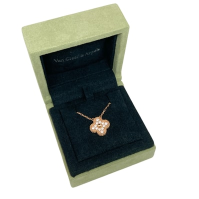 【値下げ】Van Cleef & Arpels ヴァンクリーフ&アーペル ヴィンテージ アルハンブラ ペンダント ダイヤ ネックレス VCARP2R300 K18PG ピンクゴールド ダイヤモンド ローズゴールド レディース【中古】