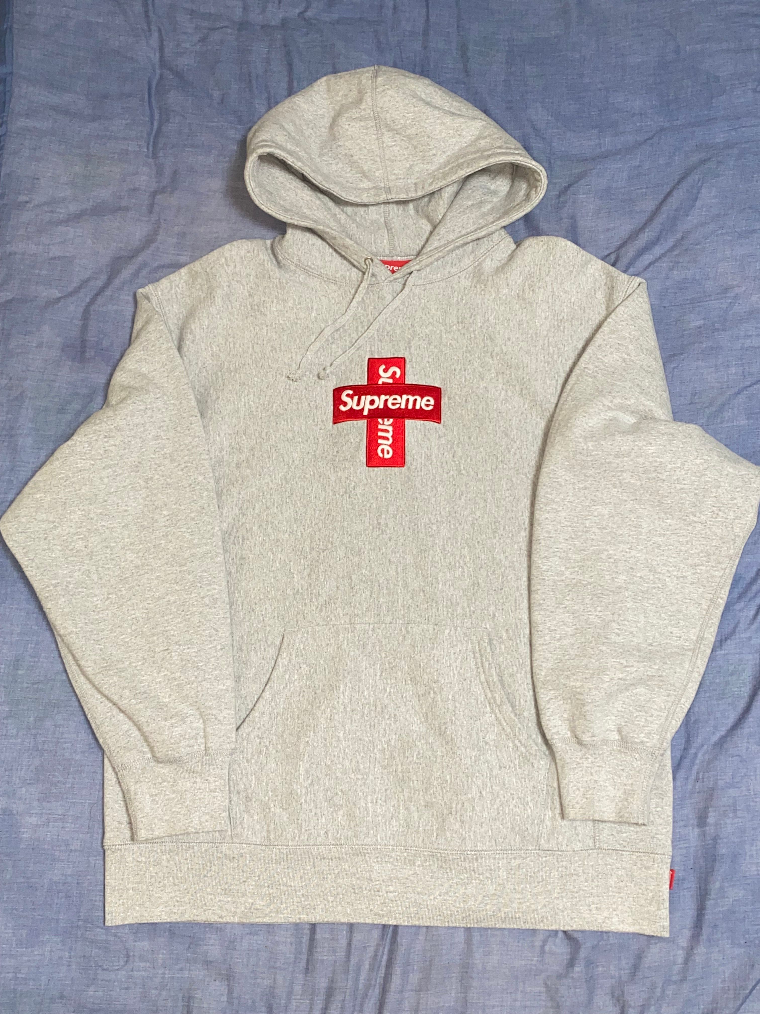 Supreme Cross Box Logo Hooded Sweatshirt "Grey"