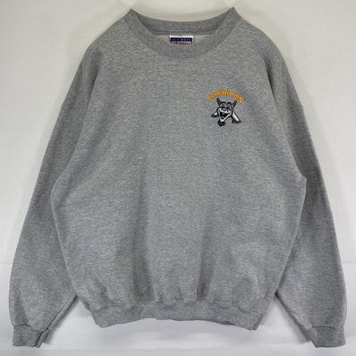 古着 ヘインズ Hanes スウェット トレーナー やぎ ヤギ 刺繍 クルーネック プルオーバー L グレー メンズ