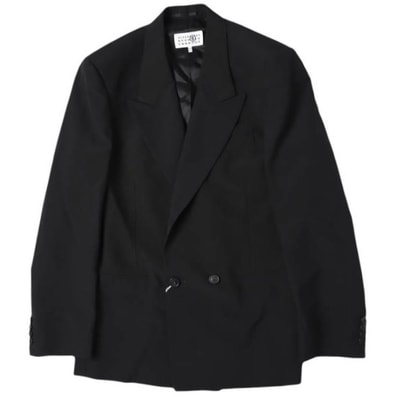 新品 MM6 Maison Margiela 25AW LIGHT WOOL BLEND JACKET ユニセックス ライトウールブレンドダブルブレストジャケット SH2BN0021 M35436 S BLACK メゾンマルジェラ 定価272800円 ブレザー