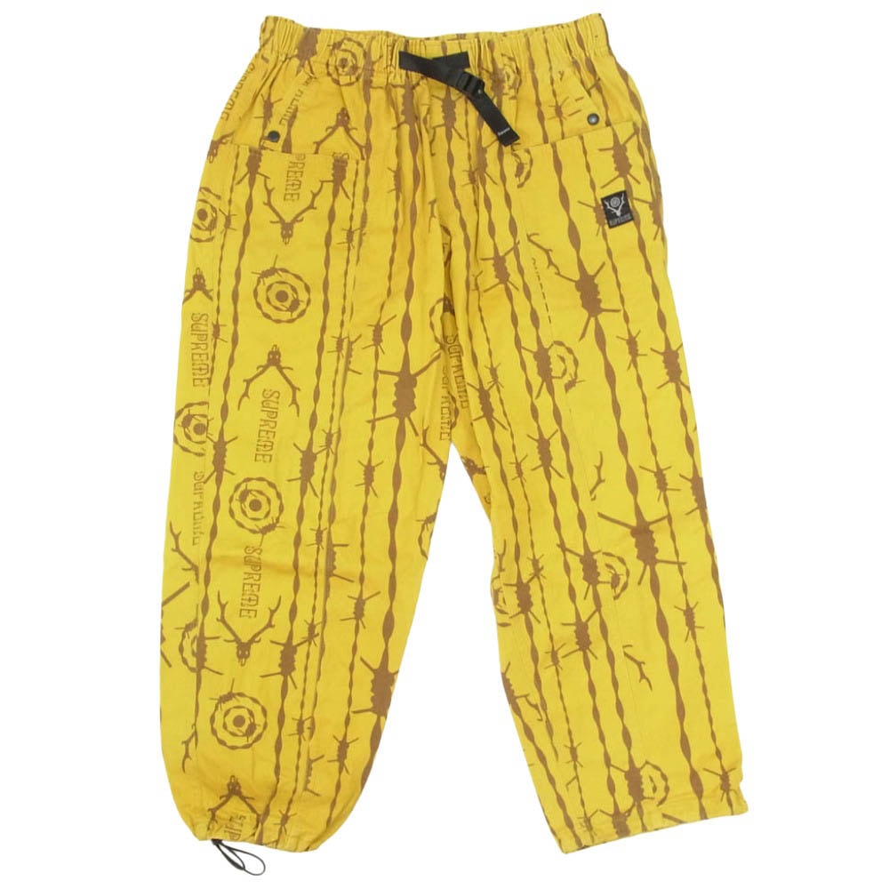 Supreme シュプリーム South2 West8 サウスツーウェストエイト 21SS × SOUTH2 WEST8 Belted Pant サウスツー ウエストエイト コットン 総柄 ベルテッド パンツ イエロー系 S【中古】