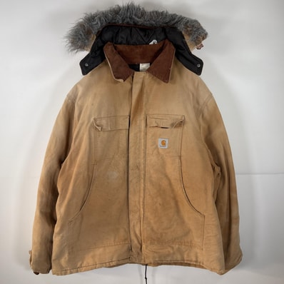 古着 90's/90年代 カーハート Carhartt ダック ワークジャケット トラディショナルジャケット 裏地キルティング ブラウン メンズ