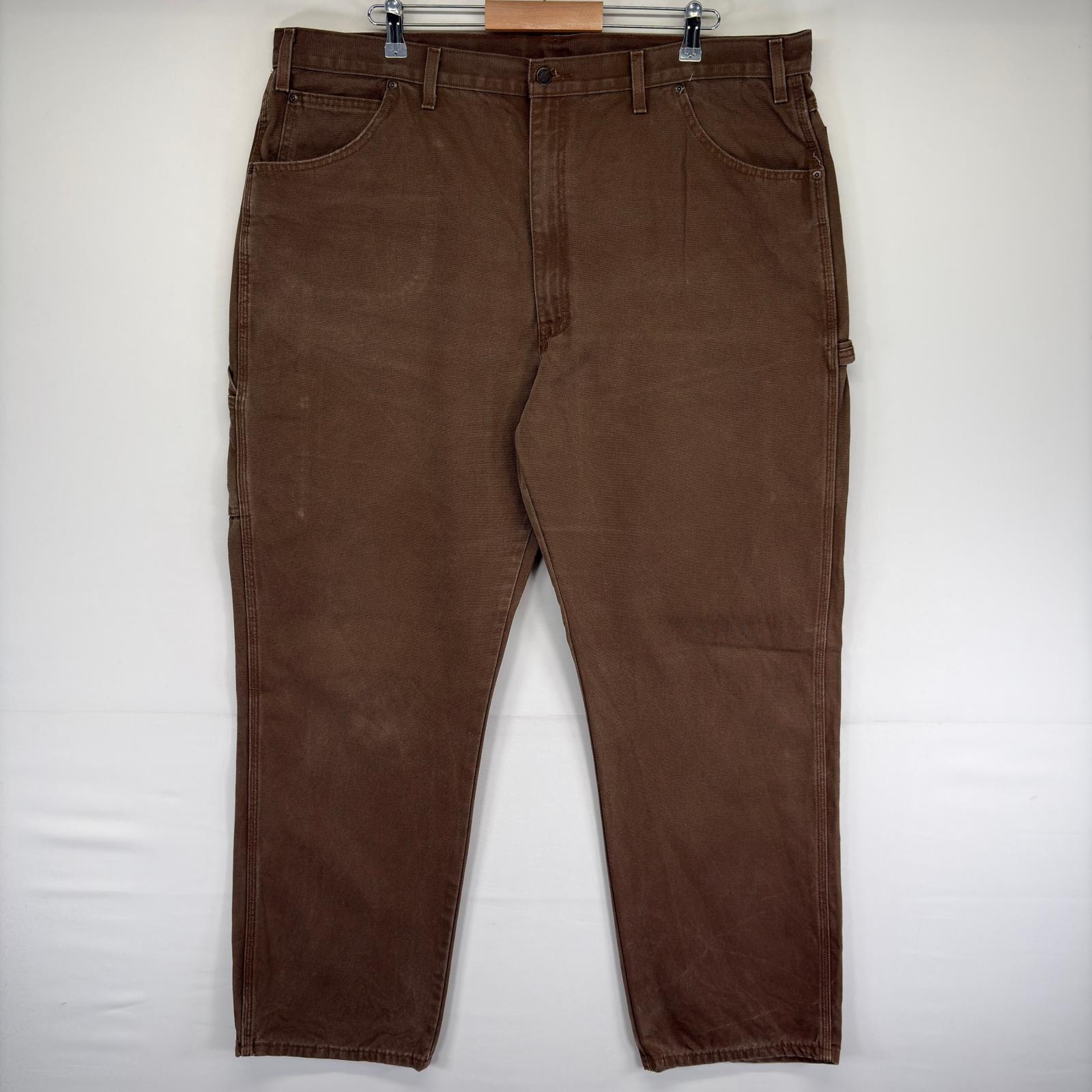 古着 ディッキーズ Dickies ダック パンツ ハンマーループ 大きいサイズ スパナポケット ワンポイントロゴ W44 L34  ブラウン系 メンズ