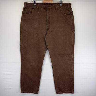 古着 ディッキーズ Dickies ダック パンツ ハンマーループ 大きいサイズ スパナポケット ワンポイントロゴ W44 L34 ブラウン系 メンズ
