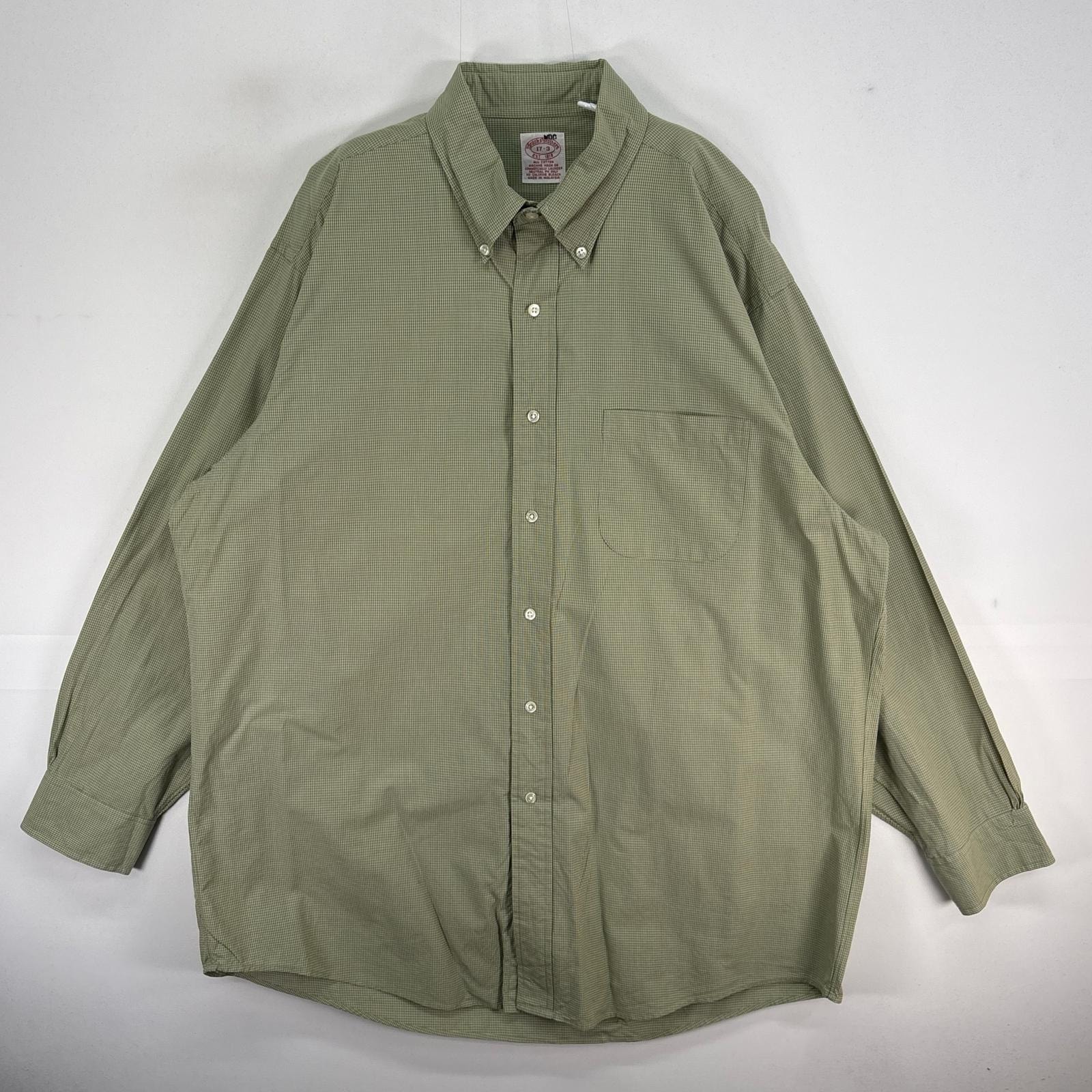古着 ブルックスブラザーズ Brooks Brothers 長袖シャツ ボタンダウン 胸ポケ XL グリーン系 チェック メンズ