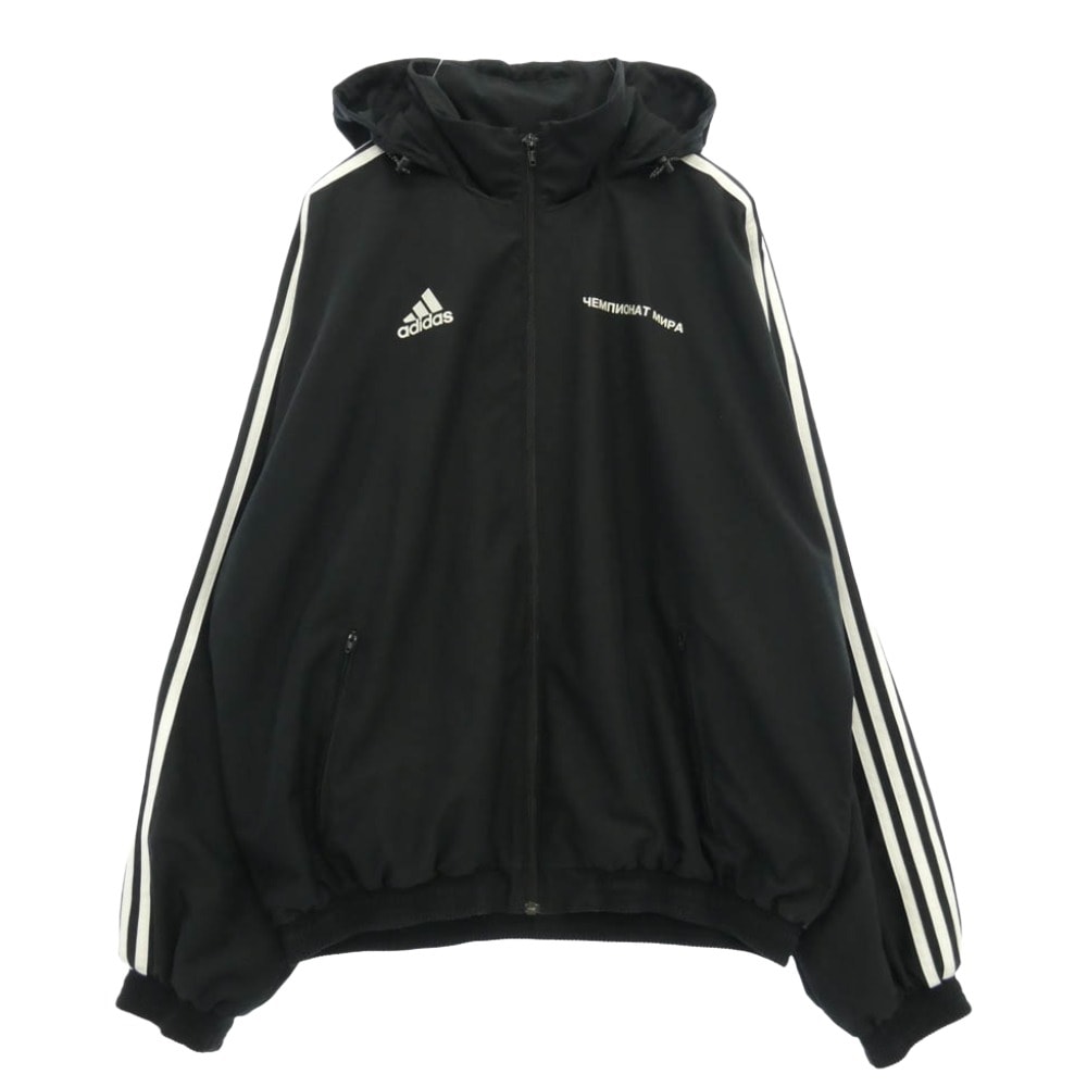 adidas アディダス DP0875 × GOSHA RUBCHINSKIY ゴーシャラブチンスキー WOVEN JACKET ロゴプリント ウーブン フーデッド トラック ジャケット ブルゾン ブラック系 O【中古】