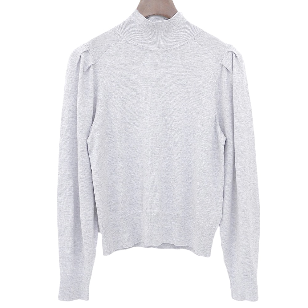 セオリーリュクス 美品 ウール モックネック ロングスリーブ ニットソー トップス レディース グレー 32 24AW 03-4301718 32