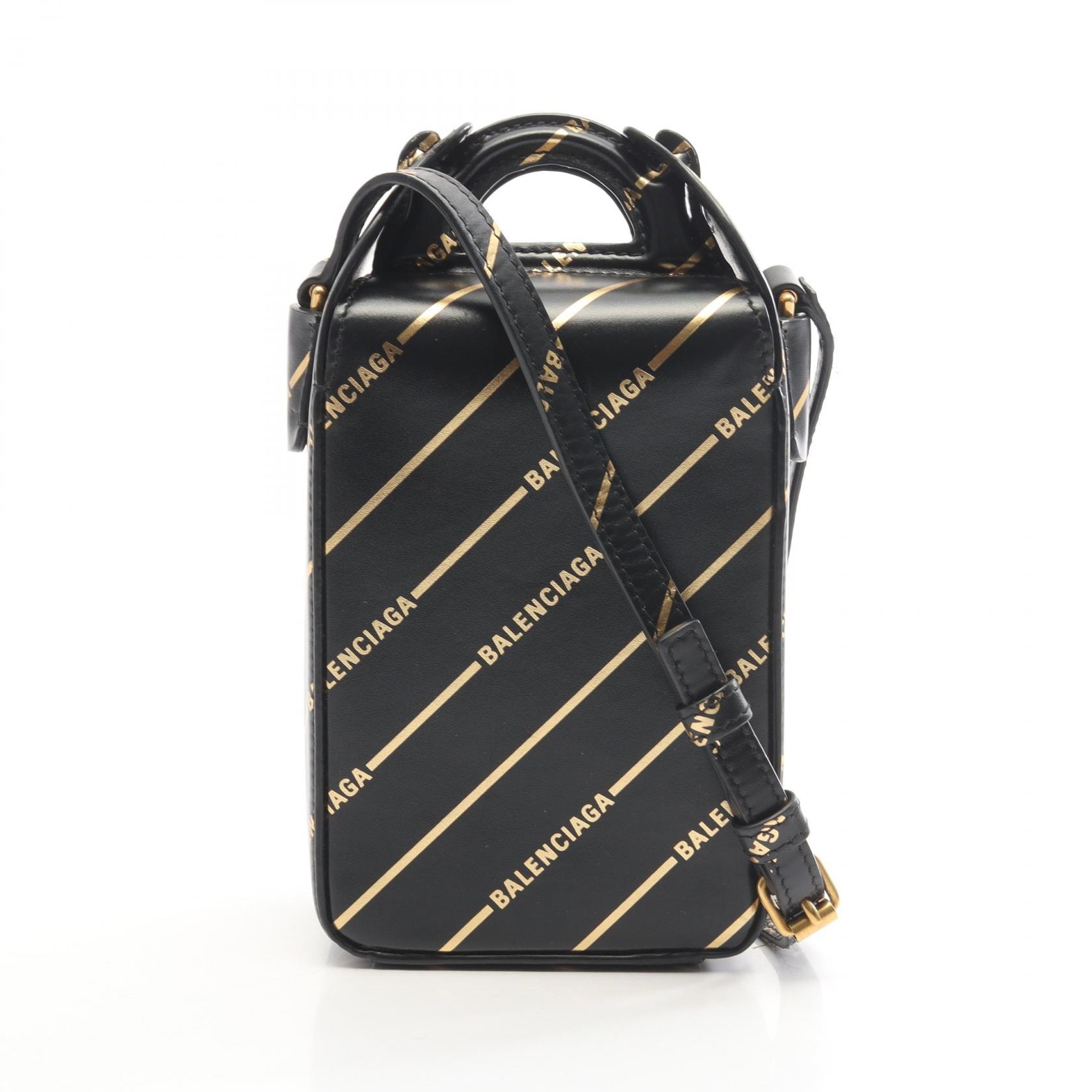 バレンシアガ BALENCIAGA ボックス 2WAY ショルダーバッグ バッグ レザー レディース ブラック系 / ゴールド系 643853 【中古】