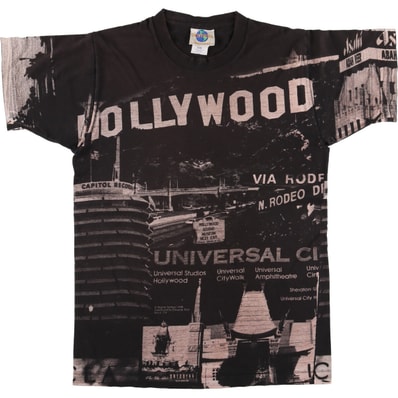 古着 90年代 フルーツオブザルーム FRUIT OF THE LOOM UNIVERSAL STUDIOS ユニバーサルスタジオ オールオーバープリント アドバタイジングTシャツ USA製 メンズM相当 ヴィンテージ/eaa557260