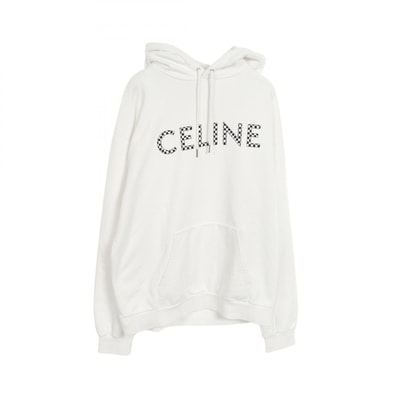 セリーヌ CELINE ルーズ スウェットシャツ パーカー 衣料品 トップス コットン メンズ ホワイト系 / ブラック系 【中古】