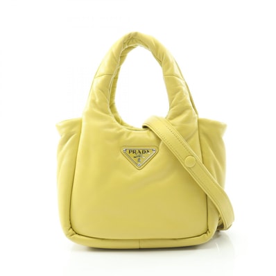 プラダ PRADA パデッド ハンドバッグ バッグ レザー レディース イエロー系 1BA359 【中古】