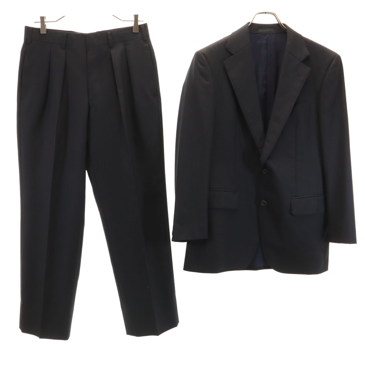 BURBERRY LONDON バーバリーロンドン 日本製 ヘリンボーン スーツ 上下セットアップ A5 ブラック 三陽商会