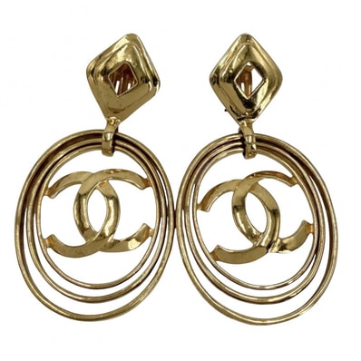 CHANEL シャネル イヤリング ココマーク スイング ヴィンテージ アクセサリー GP 95P ゴールド レディース 約56.3g 1995年【中古品】