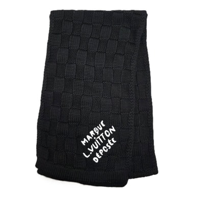 LOUIS VUITTON ルイ・ヴィトン マフラー・ダミエ ヘリテージ スナッグ ウール100% ロゴ刺繍 マフラー M90841 ウール ブラック メンズ【中古】