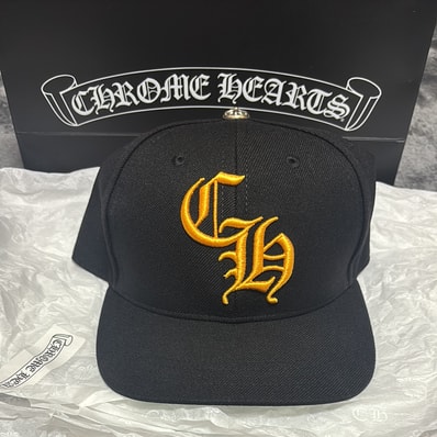 Chrome Hearts 6 Panel On Field CH White Baseball Cap "Black/Yellow"