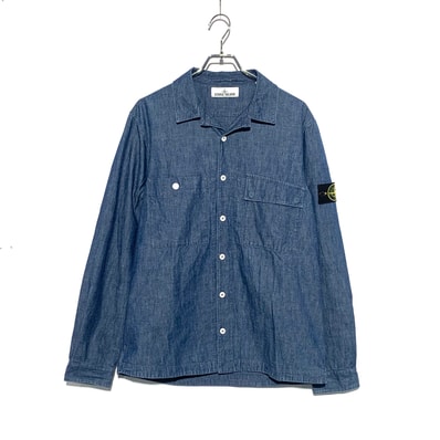 STONE ISLAND Chambray Denim Shirt "Blue"