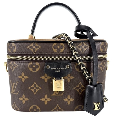 LOUIS VUITTON ルイヴィトン 2WAY ヴァニティ NV PM ロゴ 肩掛け 斜め掛け ショルダーバッグ ハンドバッグ M47128 モノグラムキャンバス モノグラムリバースキャンパス ブラウン 茶 ゴールド金具 レディース 美品【中古品】
