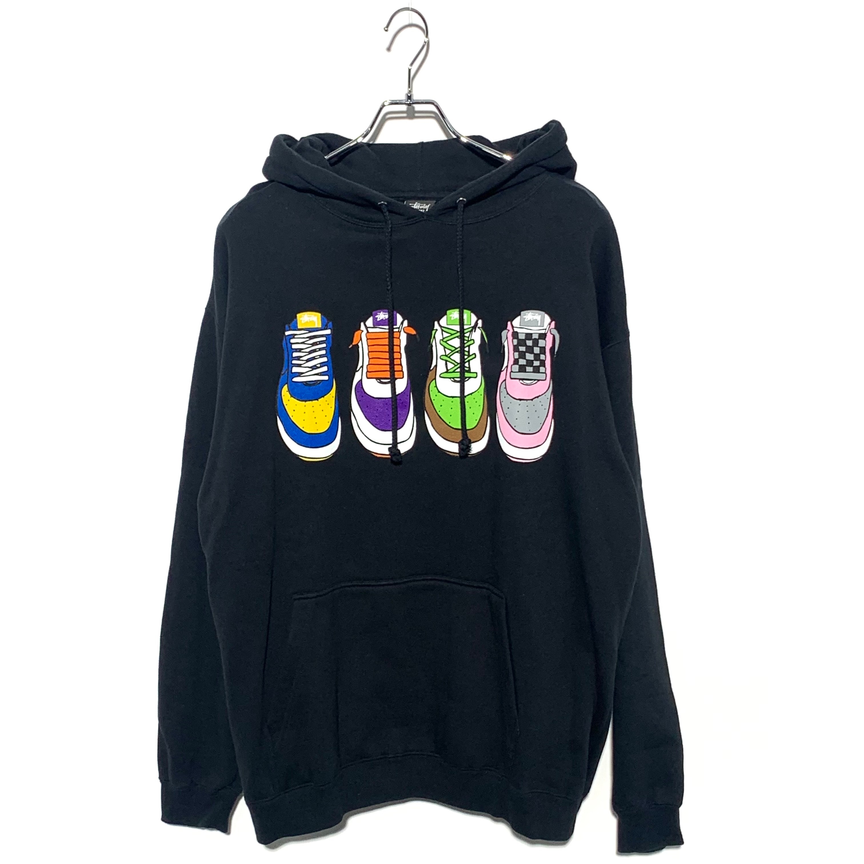 スニーカープリントフーディー ブラック