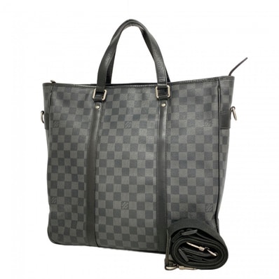 【6dd4059】ルイヴィトン トートバッグ ダミエ・グラフィット タダオ N51192 ブラック グレー 2wayバッグ【中古】メンズ