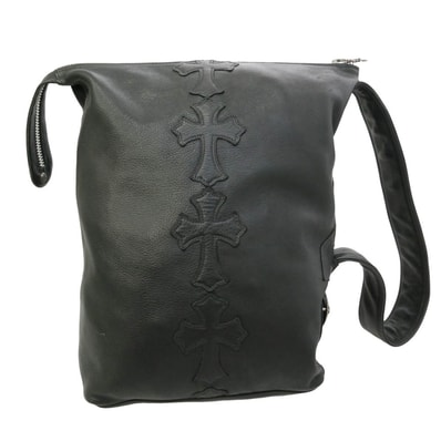 CHROME HEARTS クロムハーツ(原本無) LELO SM レロ セメタリークロスパッチ レザーショルダー バッグ ブラック系【中古】