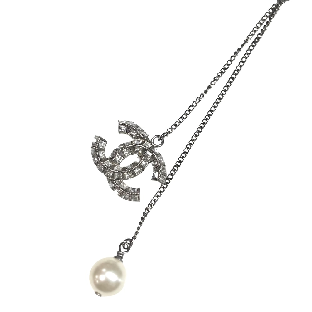 CHANEL シャネル ネックレス ロングネックレス ココマーク アクセサリー アジャスター付き ラインストーン  フェイクパール  GP  B14P レディース 約12.5g 2014年【中古品】