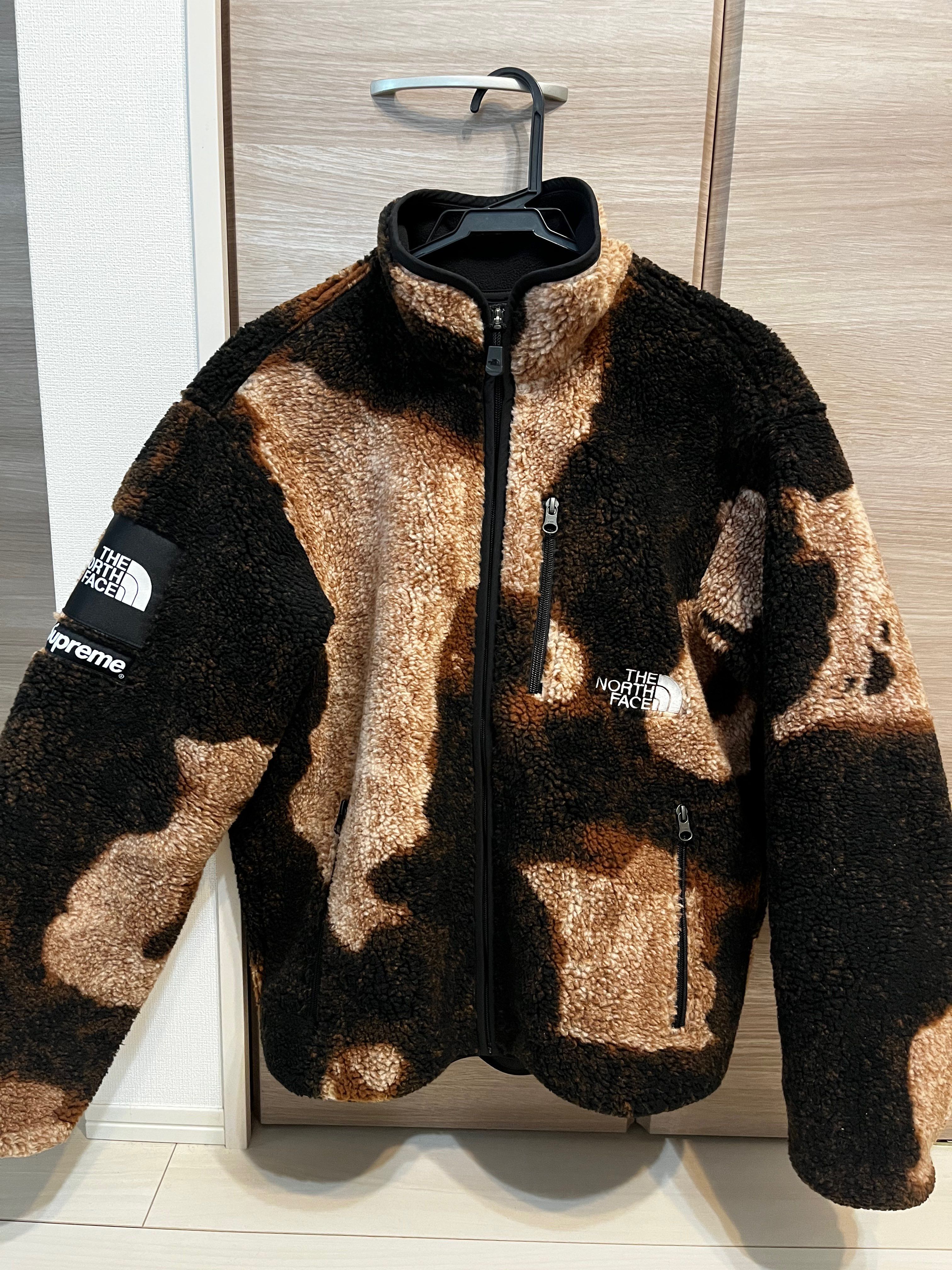 Supreme x The North Face Bleached Denim Print Fleece Jacket "Black"