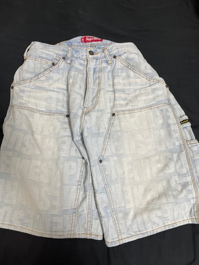 Supreme Repeat Jacquard Double Knee Denim Short "Light Washed Indigo"