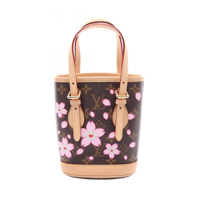 ルイ・ヴィトン LOUIS VUITTON LV × TM ナノ バケット ハンドバッグ バッグ PVCコーティングキャンバス レザー モノグラム・チェリーブロッサム レディース ブラウン系 / マルチカラー M13417 【中古】