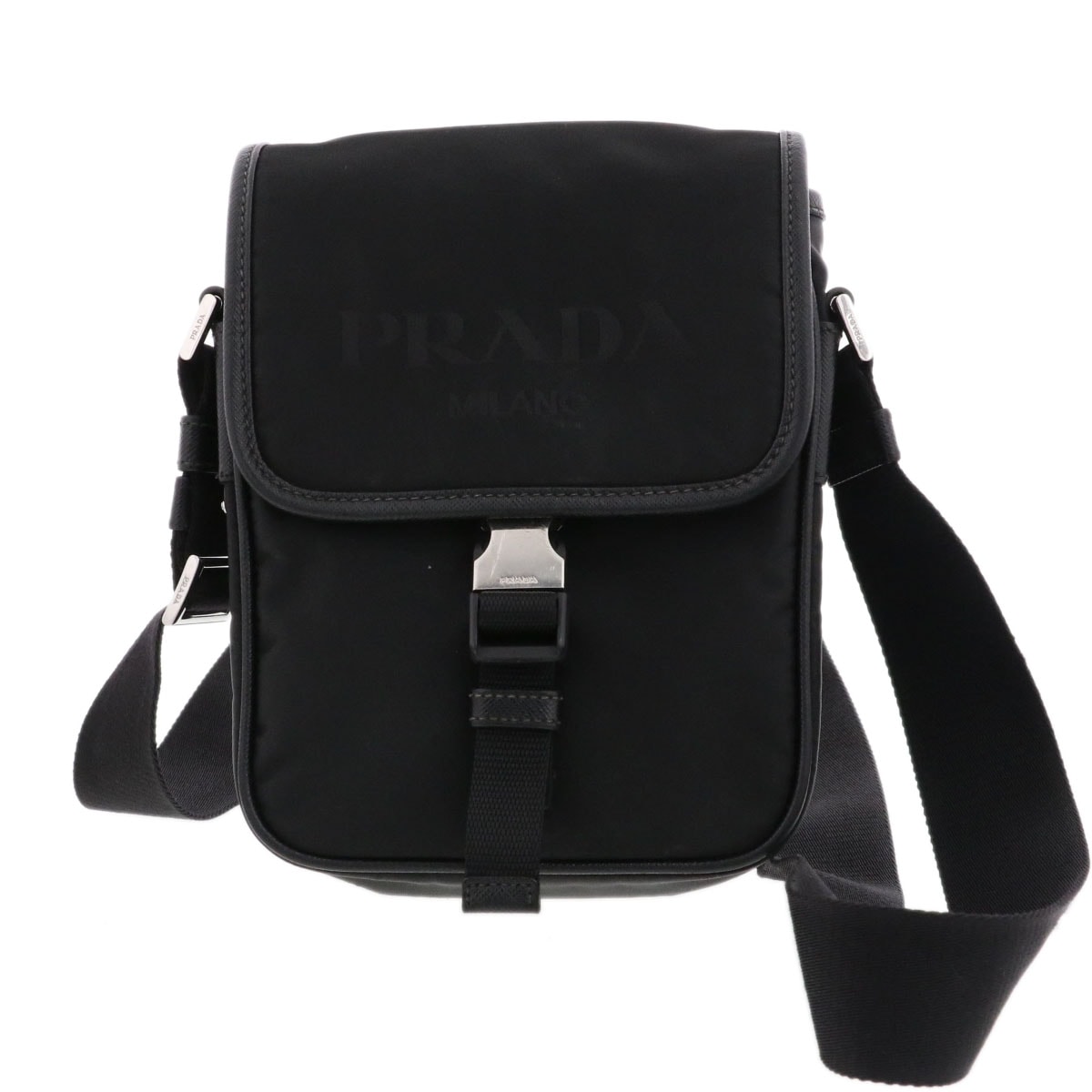 PRADA プラダ ナイロン ショルダーバッグ ショルダーバッグ 2VD028 ナイロン ブラック シルバー金具  メンズ【中古】