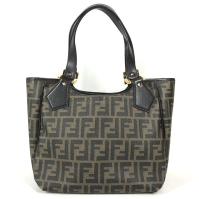 フェンディ FENDI ズッカ ロゴ 8BH156 ショルダーバック カバン 肩掛け トートバッグ PVC/レザー ブラウン