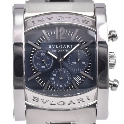 ブルガリ BVLGARI AA44SCH アショーマ クロノグラフ デイト グレー 自動巻き メンズ 良品 箱・保証書付き 腕時計 M#148386