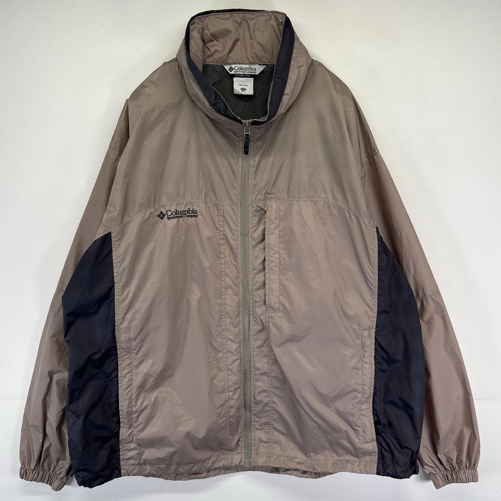 古着 コロンビア Columbia ジャケット ナイロン フルジップ マウンテンパーカー ワンポイント刺繍ロゴ 2XL  グレー系 メンズ